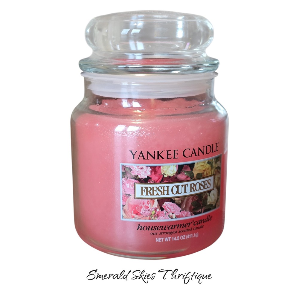 YANKEE CANDLE FRESH CUT ROSES 14.5‎ OZ Glass Candle 1 Wick New free ship
